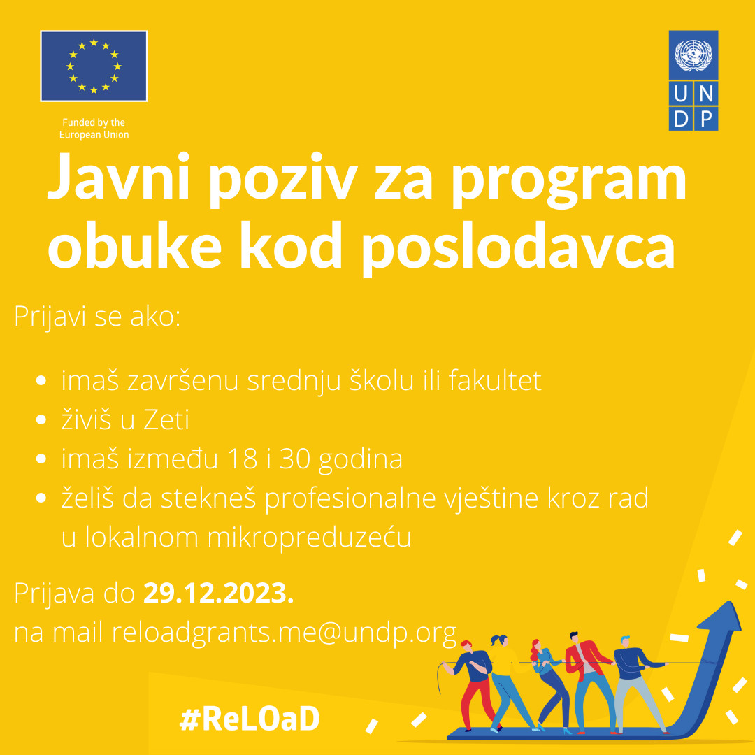 Opština Zeta i Regionalni program lokalne demokratije na Zapadnom Balkanu 2 (ReLOaD2), objavljuju javni poziv za prijavu mladih svršenih srednjoškolaca i visokoškolaca